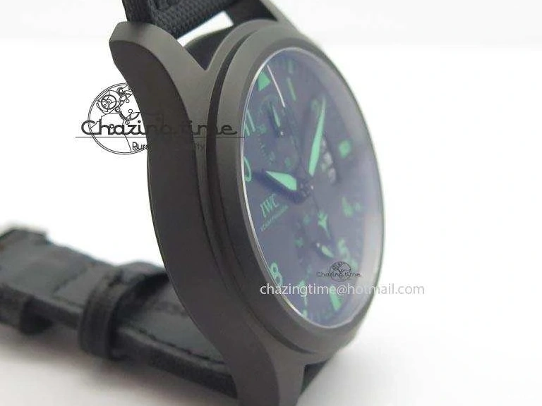 MIROTIME 0128 Pilot Chrono IW388003 Real Ceramic V6F Best Edition Green Markers On Black Nylon Strap A Effortless 7283